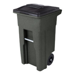 Toter 32 Gallon Greenstone Trash Can with Quiet Wheels & Attached Lid - Durable Indoor/Outdoor Waste & Recycling Container