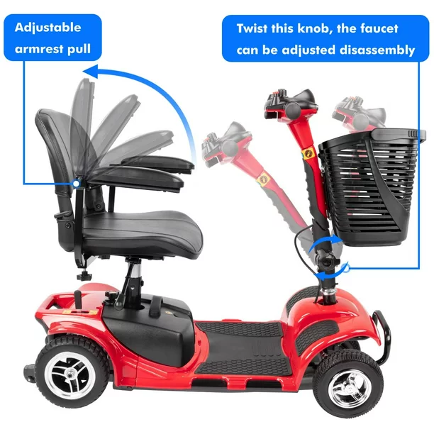 UltraLite Model A898 4-Wheel Mobility Scooter, Portable & Lightweight, 14-Mile Range - Image 4