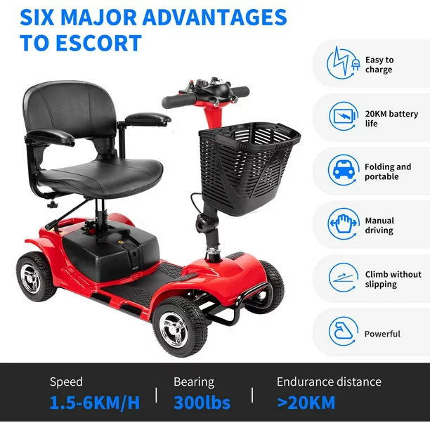 UltraLite Model A898 4-Wheel Mobility Scooter, Portable & Lightweight, 14-Mile Range - Image 6