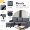 Walsunny Convertible Sectional Sofa, L-Shaped Linen Couch with Reversible Ottoman for Small Spaces - Image 4