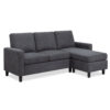Walsunny Convertible Sectional Sofa, L-Shaped Linen Couch with Reversible Ottoman for Small Spaces - Image 3