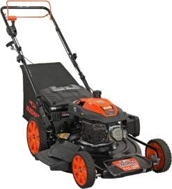 YARDMAX 22" Gas Self-Propelled Lawn Mower, 201cc, 6-Speed CVT, High Wheel RWD, 3-in-1, Black